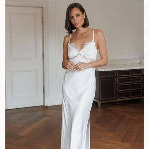 Le Rose Stories Renata Satin Lace Trim Bridal Slip
